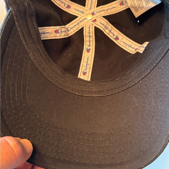 Champion Brand Black Cotton OS Unisex Strap Back Baseball Hat Streetwear - Picture 4 of 6